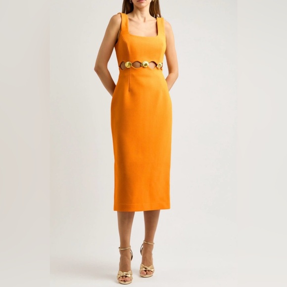 REBECCA VALLANCE Sirene Embellished Crepe Midi Dress Size 0 - Picture 2 of 3